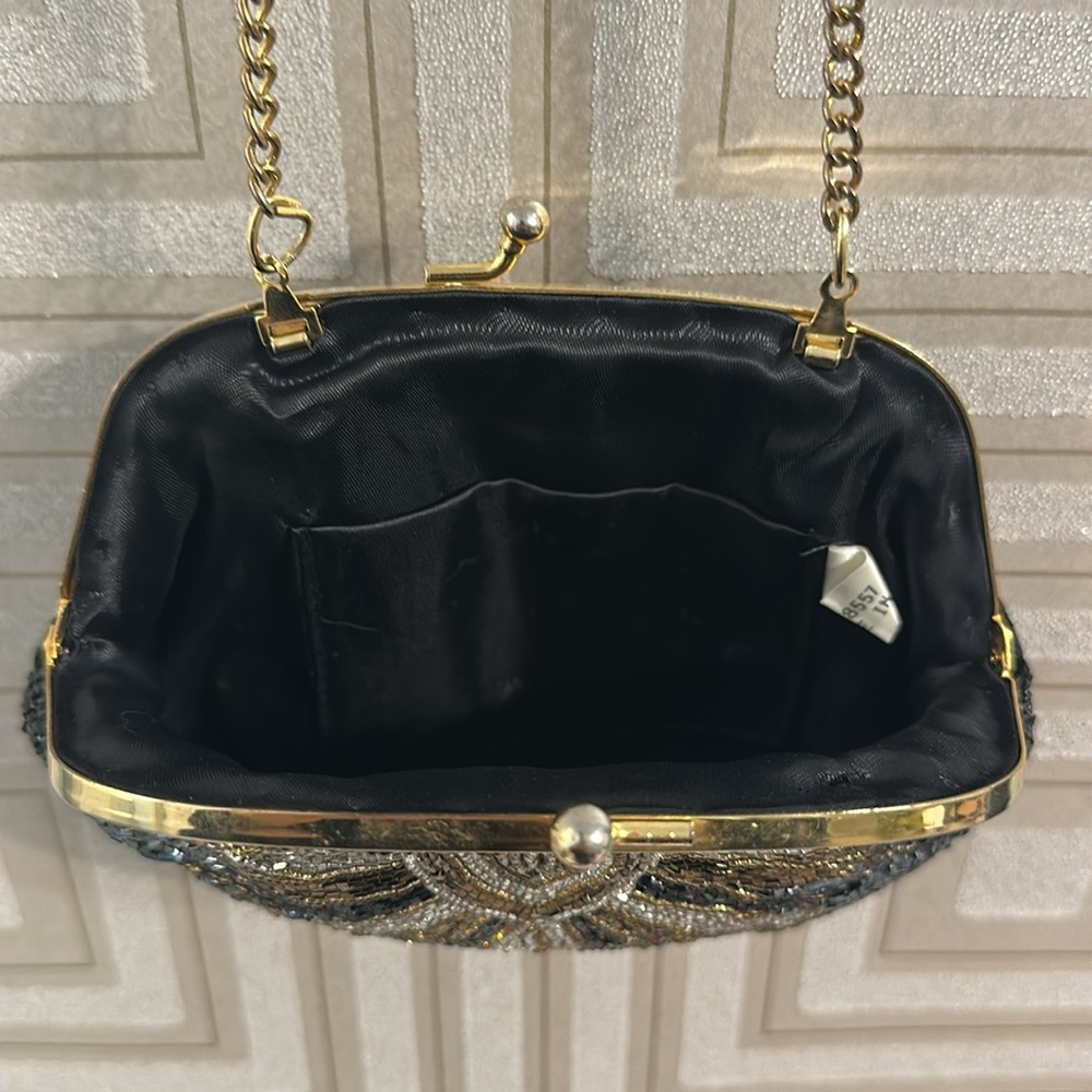 Beaded Handbag Art Deco  with sateen linning crossbody - Picture 7 of 9